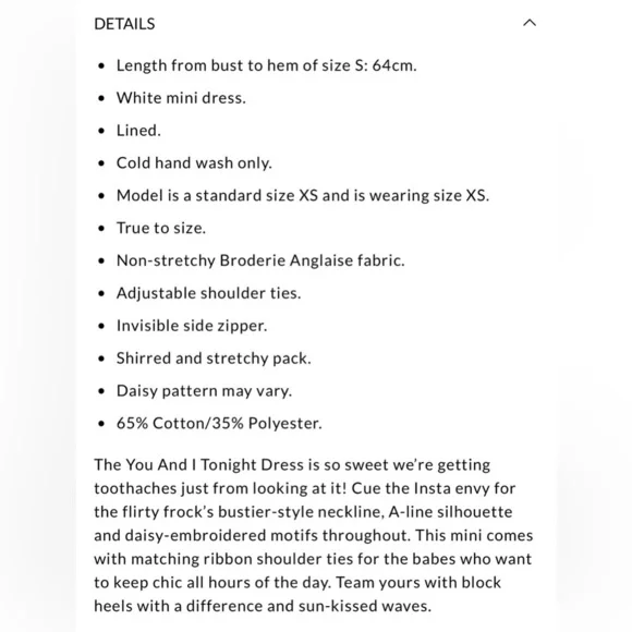 NWT Hello Molly Women’s Large US 8 You And I Tonight Dress Mini White AU 12 - Picture 7 of 16